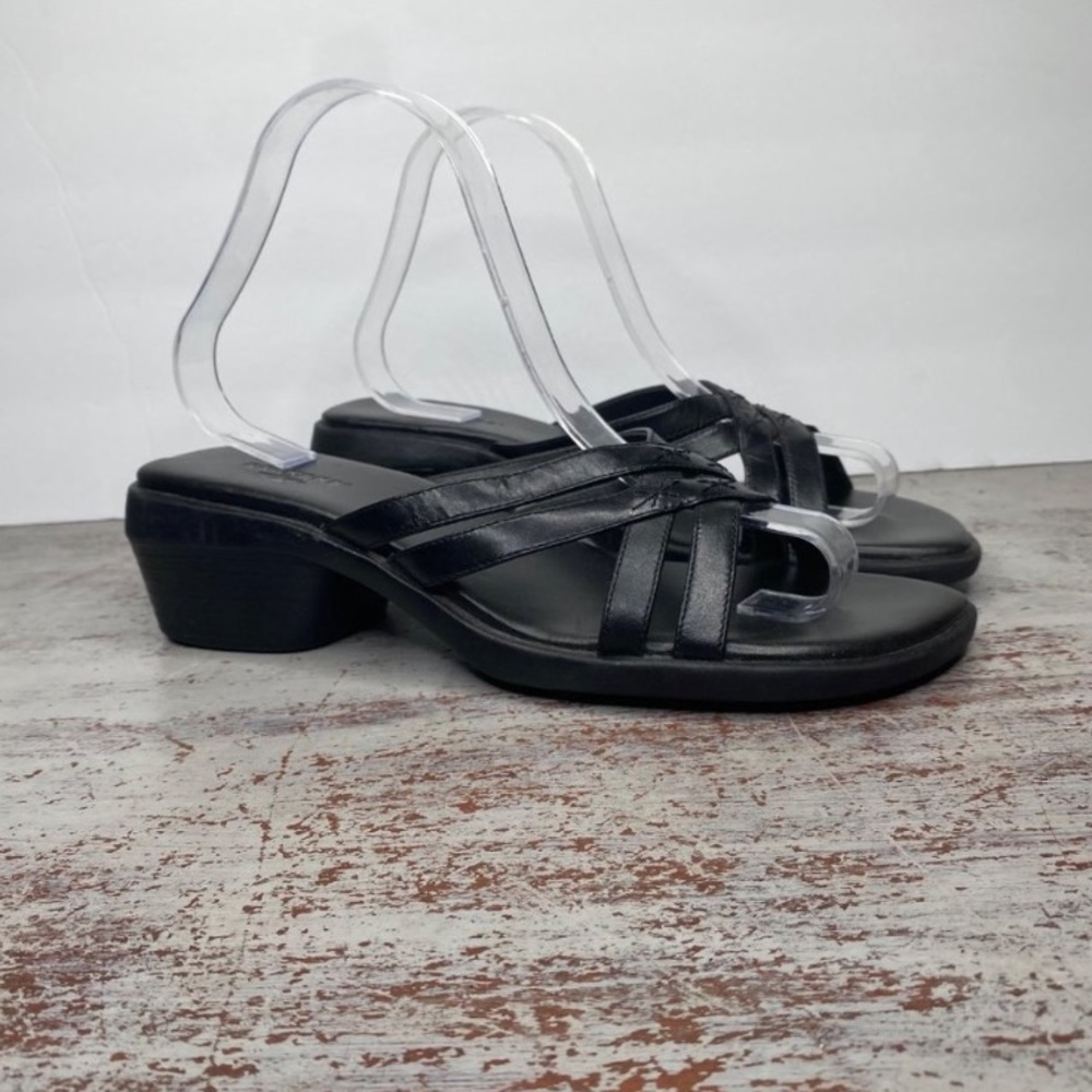 Vintage 90s 1990s Y2k 2000s Block Heel Square Toe shoes 9 leather